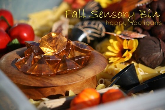 fall sensory bin for daycare 