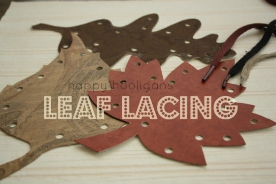 Homemade fall leaf lacing cards for toddlers 