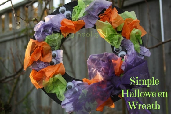 tissue paper halloween wreaths for toddlers and preschoolers 