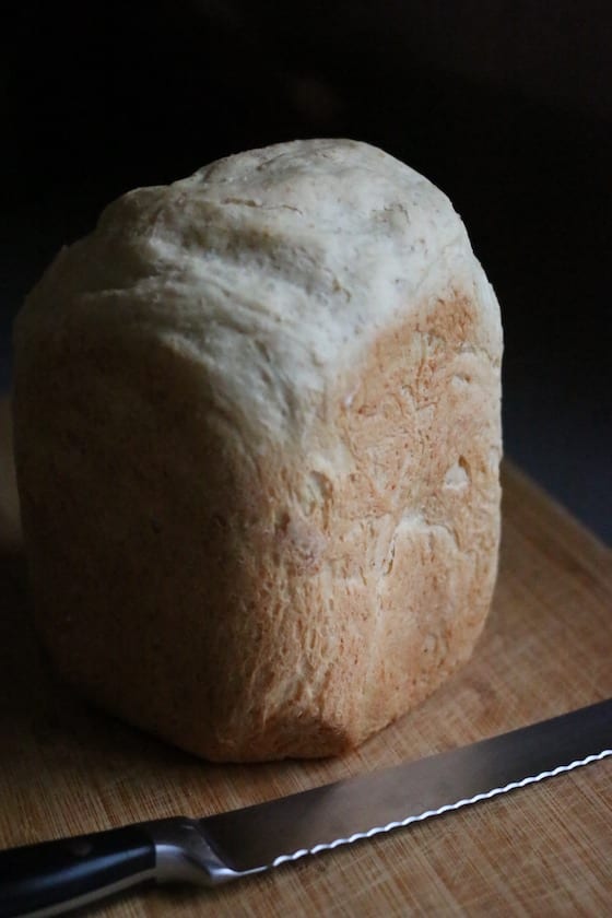 Loaf of oatmeal bread made in bread maker