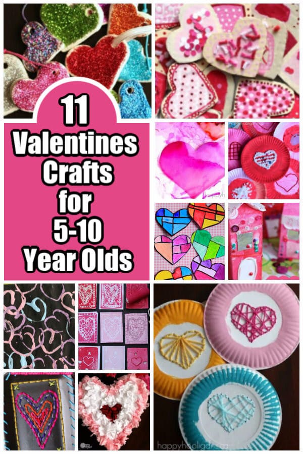 These Valentines crafts are all perfect for elementary school aged kids. Minimal prep, fun to make, and they all look amazing. #HappyHooligans #Valentines #Crafts #5-10 #Activities #Kids #ElementaryStudents #ValentinesArt #Craft #ValentinesDay #Heart #Craft 