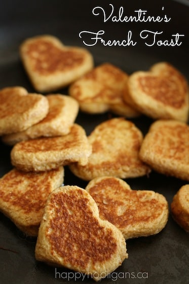 Heart shaped french toast for Valentine's Day - Happy Hooligans 