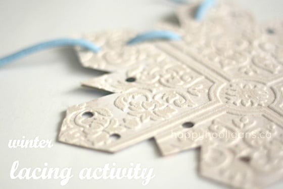 homemade snowflake lacing card