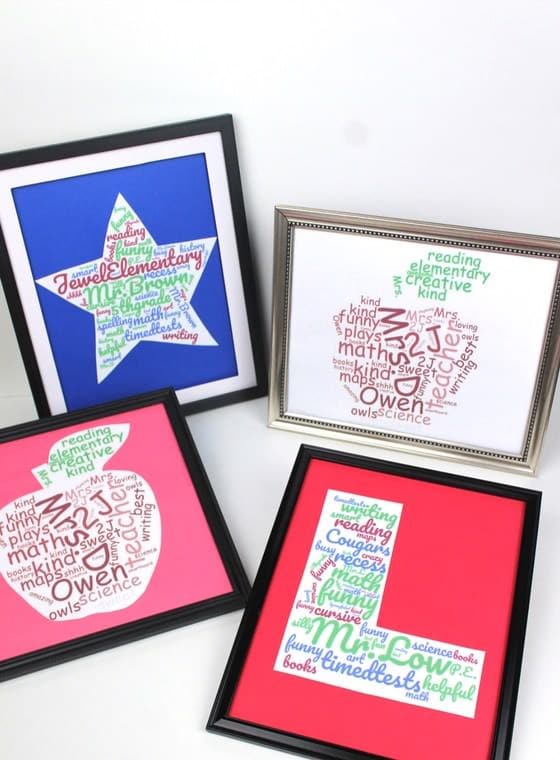 4 framed word clouds for teachers