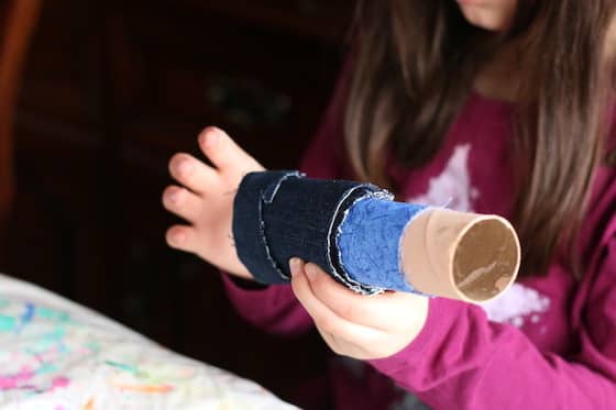 Wrapping toilet roll in fabric