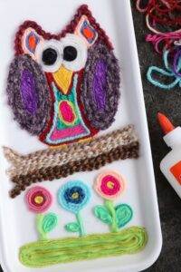 Huichol Inspired Yarn Art Owl