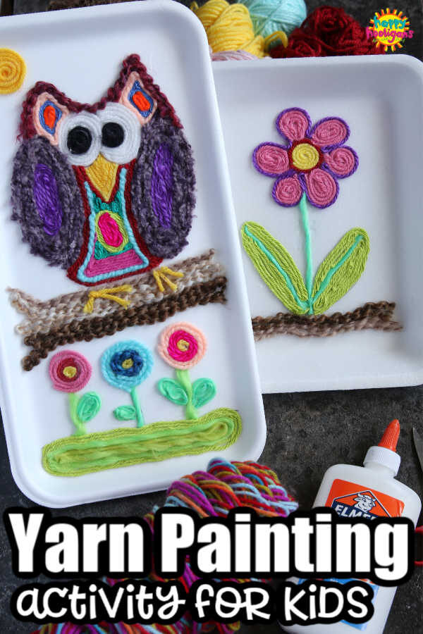 Huichol Inspired Yarn Art Owl and Flower